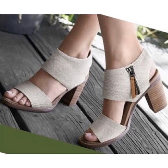 Toms Majorca Cutout Side Zipper Sandal Natural 8 - Picture 3 of 16